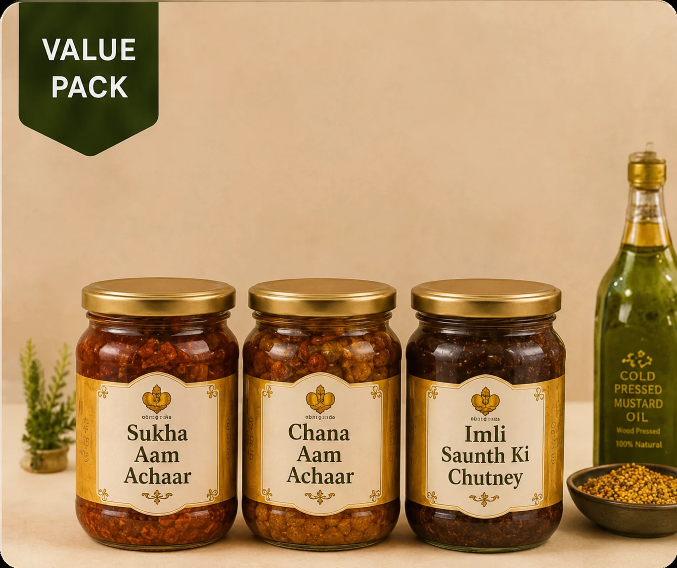 achaar_masala_bundleSukha Aam Achaar, Chana Aam Achaar, Imli Saunth Ki Chutney